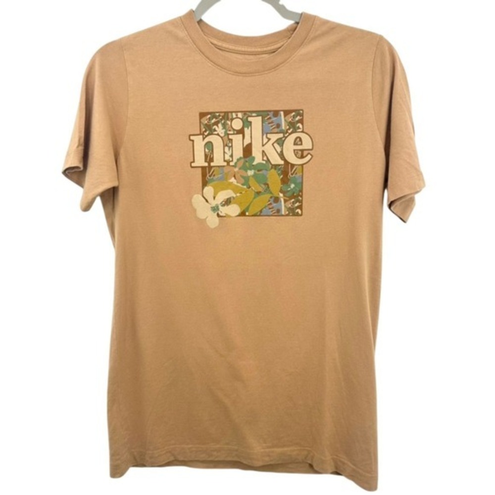 Nike Women's Size XL Brown Floral Graphic Tee Crewneck‎ Athleisure Sporty Casual